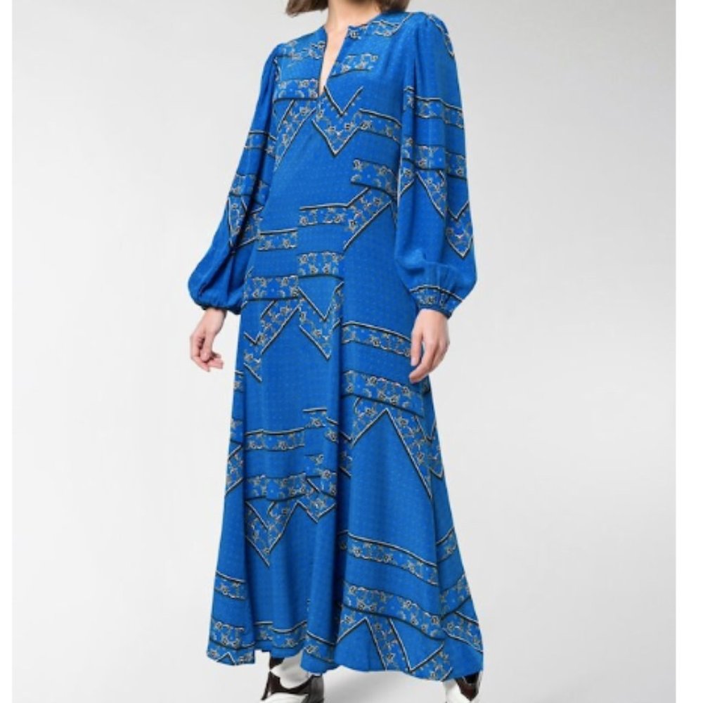 Ganni Cloverdale Printed Silk Maxi Dress